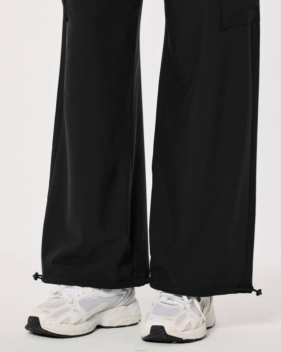 Hollister Kvinder gilly hicks aktive faldskærmsbukser i mellemhøj højde 2H8Z645 bunde sort