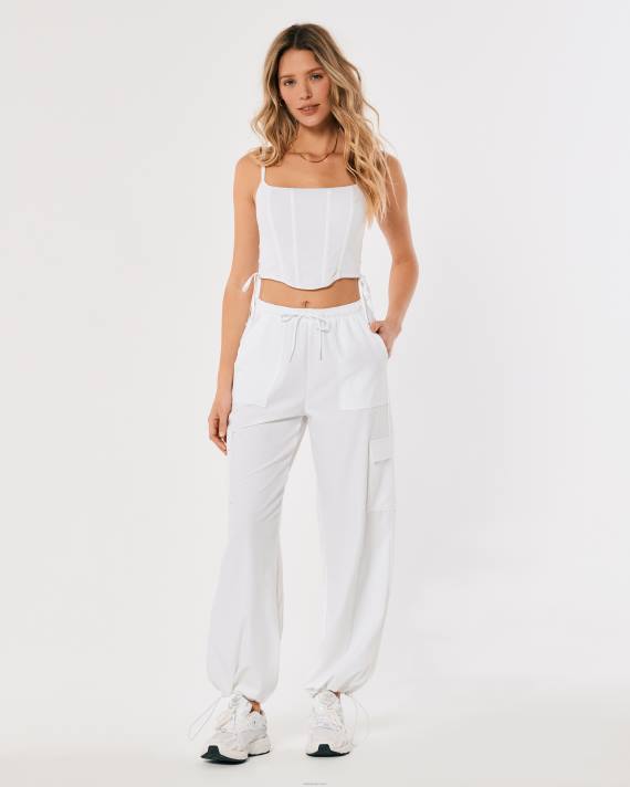 Hollister Kvinder gilly hicks aktive faldskærmsbukser i mellemhøj højde 2H8Z711 bunde hvid