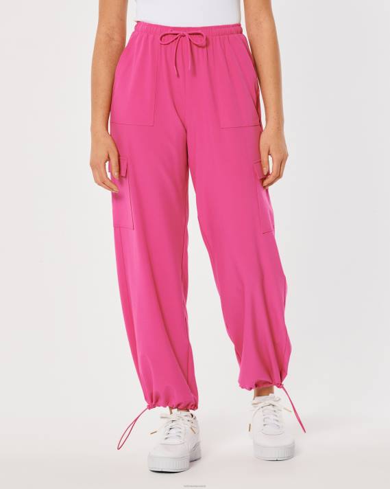 Hollister Kvinder gilly hicks aktive faldskærmsbukser i mellemhøj højde 2H8Z764 bunde mørk pink