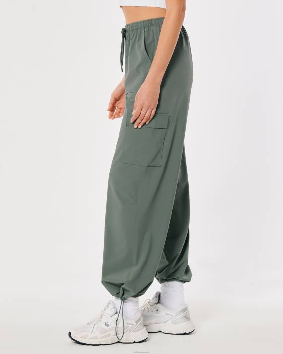 Hollister Kvinder gilly hicks aktive faldskærmsbukser i mellemhøj højde 2H8Z765 bunde mørk salviegrøn