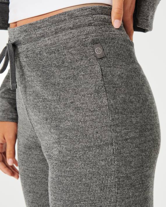Hollister Kvinder gilly hicks hyggelige mikrovaffelbukser med brede ben 2H8Z785 bunde mørk gråmeleret