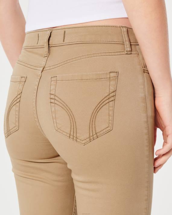 Hollister Kvinder højtaljede kaki super tynde bukser 2H8Z468 bunde kaki