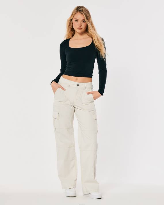 Hollister Kvinder high-rise poplin baggy cargo bukser 2H8Z465 bunde fløde