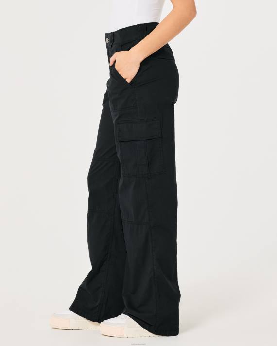 Hollister Kvinder high-rise poplin baggy cargo bukser 2H8Z489 bunde sort