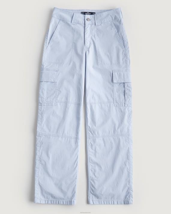 Hollister Kvinder high-rise poplin baggy cargo bukser 2H8Z519 bunde lyseblå