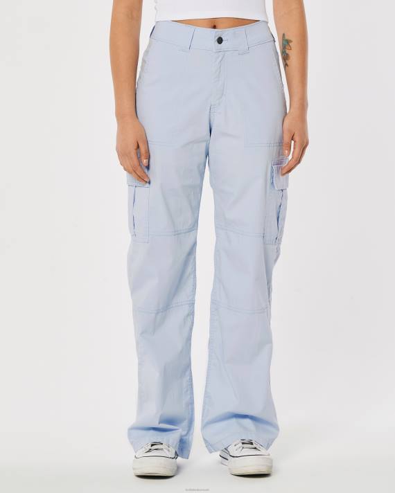 Hollister Kvinder high-rise poplin baggy cargo bukser 2H8Z519 bunde lyseblå
