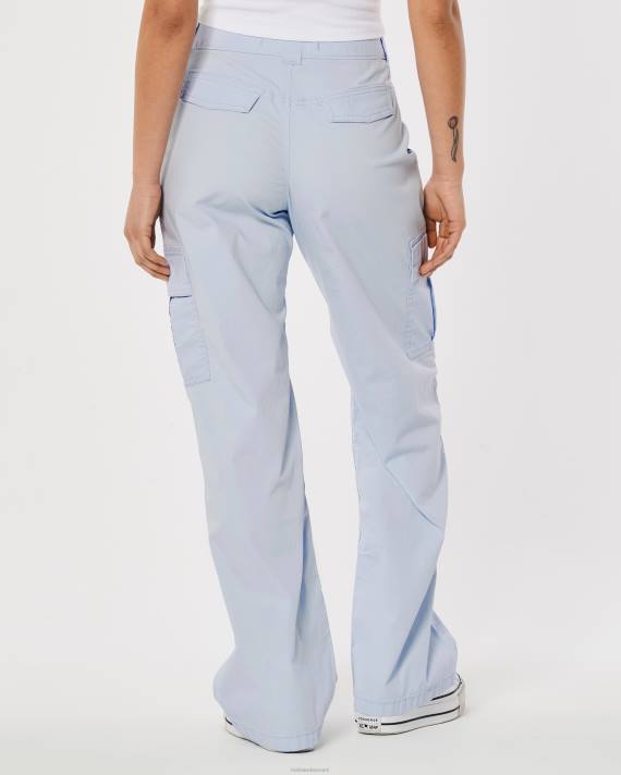 Hollister Kvinder high-rise poplin baggy cargo bukser 2H8Z519 bunde lyseblå