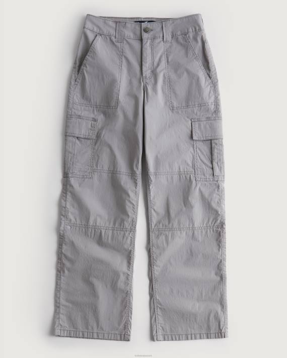 Hollister Kvinder high-rise poplin baggy cargo bukser 2H8Z569 bunde grå