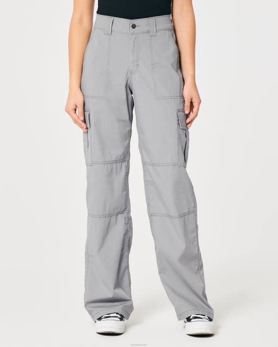 Hollister Kvinder high-rise poplin baggy cargo bukser 2H8Z569 bunde grå