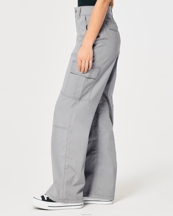 Hollister Kvinder high-rise poplin baggy cargo bukser 2H8Z569 bunde grå