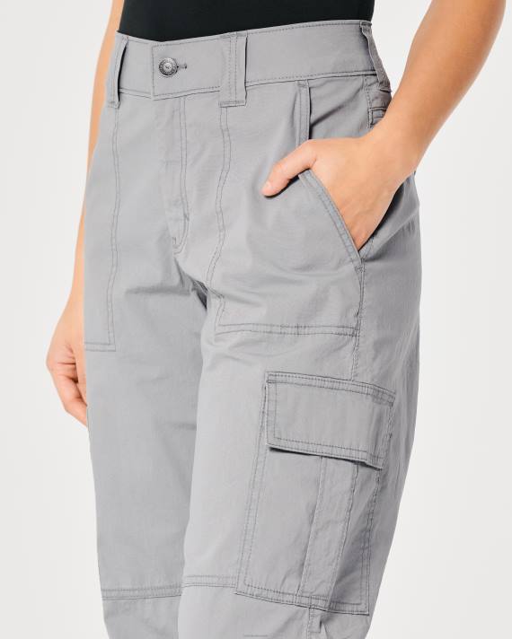 Hollister Kvinder high-rise poplin baggy cargo bukser 2H8Z569 bunde grå