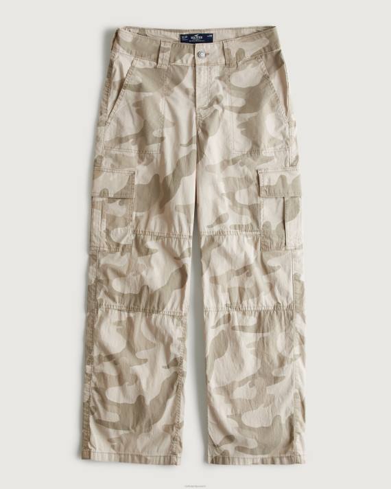 Hollister Kvinder high-rise poplin baggy cargo bukser 2H8Z581 bunde fløde camo