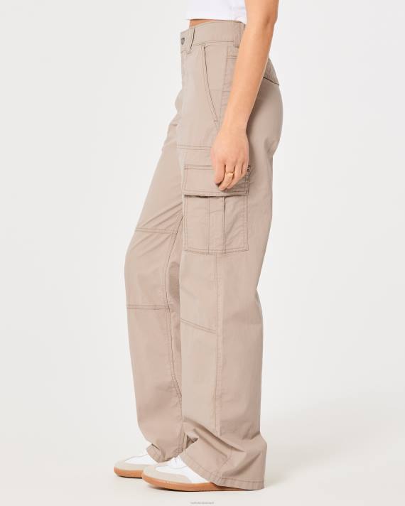 Hollister Kvinder high-rise poplin baggy cargo bukser 2H8Z674 bunde kaki