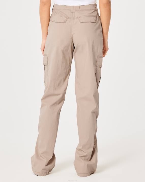 Hollister Kvinder high-rise poplin baggy cargo bukser 2H8Z674 bunde kaki