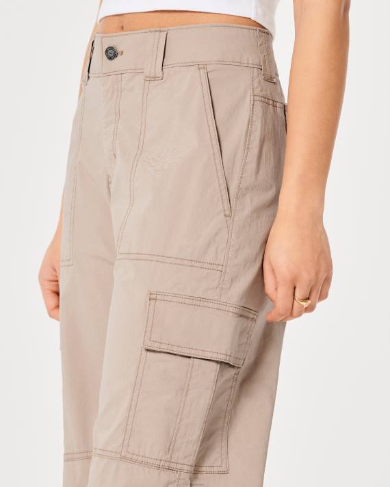 Hollister Kvinder high-rise poplin baggy cargo bukser 2H8Z674 bunde kaki