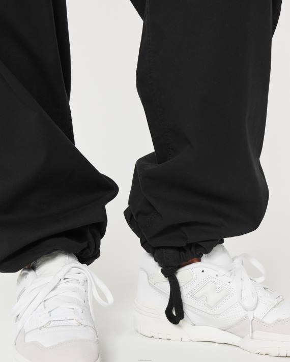 Hollister Kvinder justerbar højde cargo faldskærmsbukser 2H8Z503 bunde sort