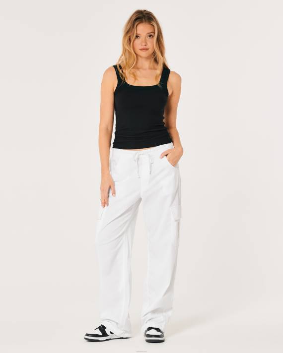 Hollister Kvinder justerbar højde cargo faldskærmsbukser 2H8Z579 bunde hvid