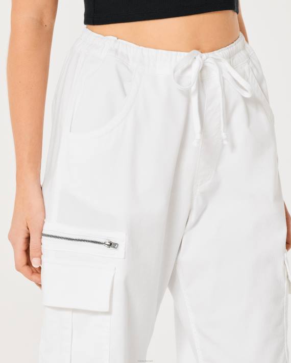 Hollister Kvinder justerbar højde cargo faldskærmsbukser 2H8Z579 bunde hvid