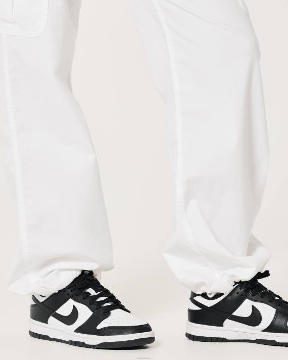 Hollister Kvinder justerbar højde cargo faldskærmsbukser 2H8Z579 bunde hvid