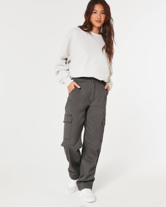 Hollister Kvinder ultra høje cargo far bukser 2H8Z588 bunde mørkegrå