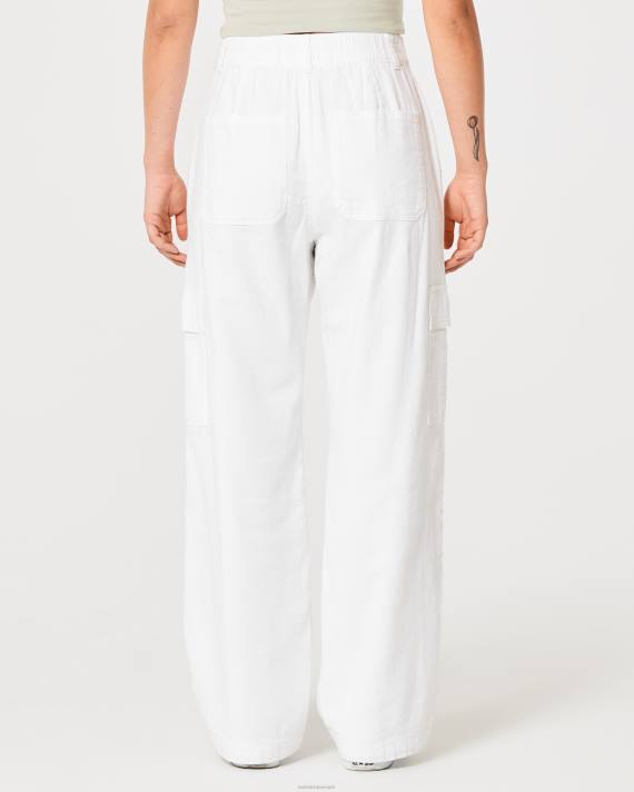 Hollister Kvinder ultra højtaljede drapey cargobukser 2H8Z471 bunde hvid