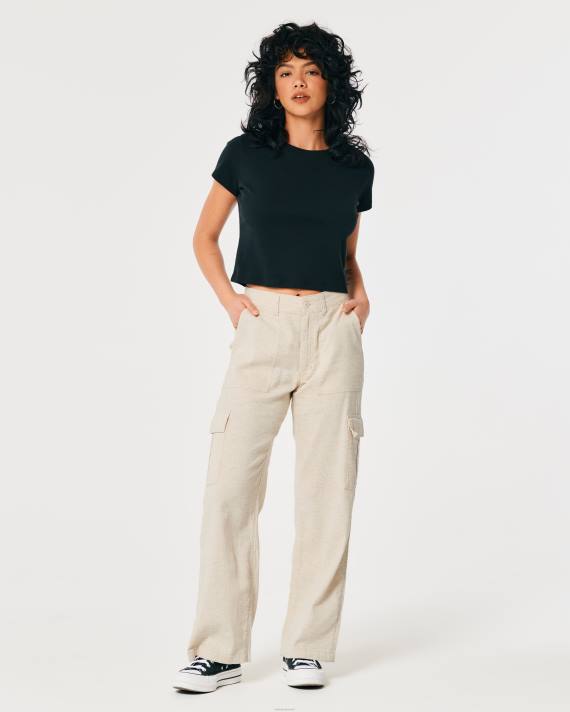 Hollister Kvinder ultra højtaljede drapey cargobukser 2H8Z473 bunde beige