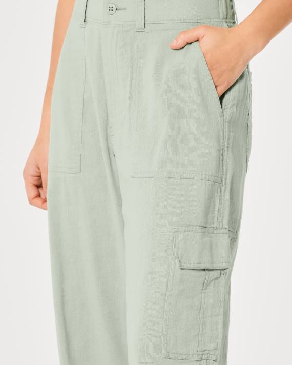 Hollister Kvinder ultra højtaljede drapey cargobukser 2H8Z479 bunde salvie grøn