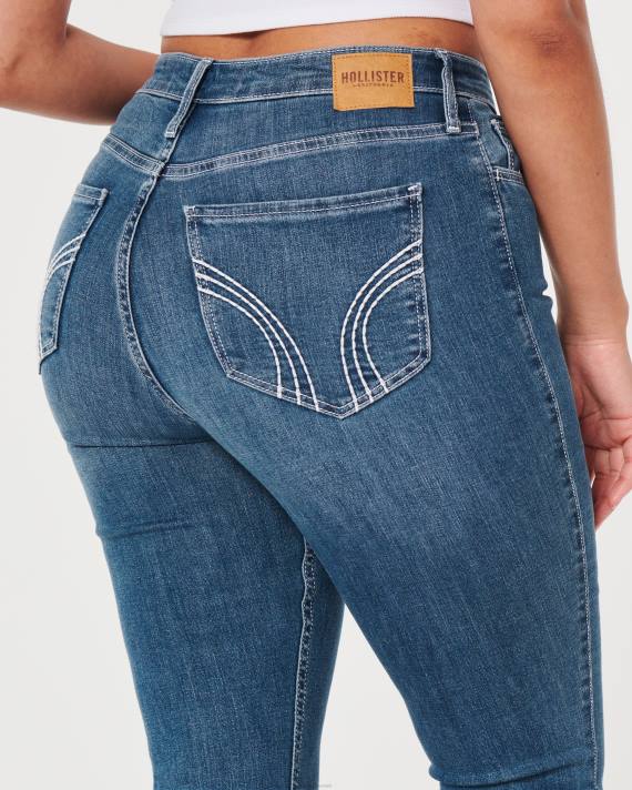 Hollister Kvinder buede højhøjde mellemvaskede vintage flare jeans 2H8Z587 bunde medium vask