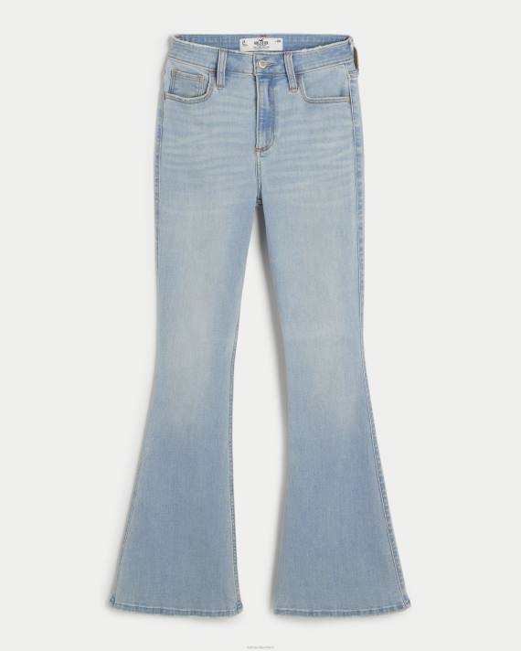 Hollister Kvinder buede high-rise let vask flare jeans 2H8Z573 bunde let vask
