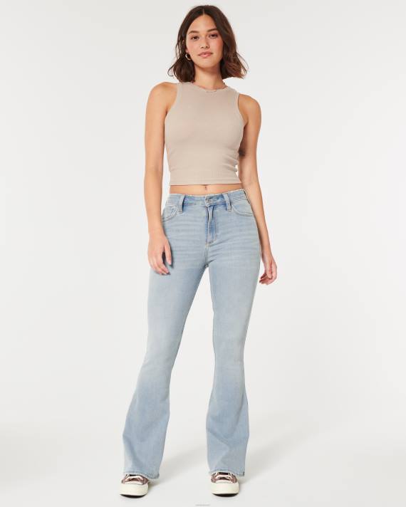 Hollister Kvinder buede high-rise let vask flare jeans 2H8Z573 bunde let vask