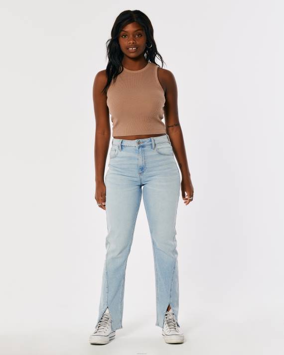 Hollister Kvinder buede high-rise medium vask lige 90\'er jeans 2H8Z722 bunde let vask