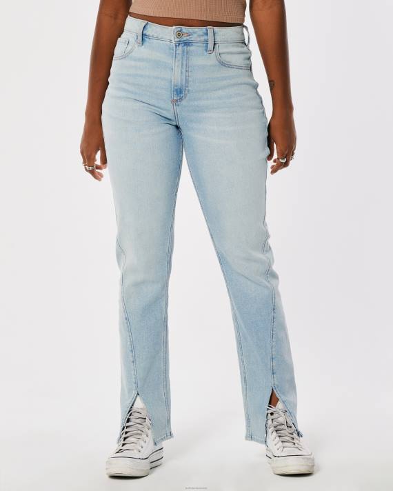Hollister Kvinder buede high-rise medium vask lige 90\'er jeans 2H8Z722 bunde let vask