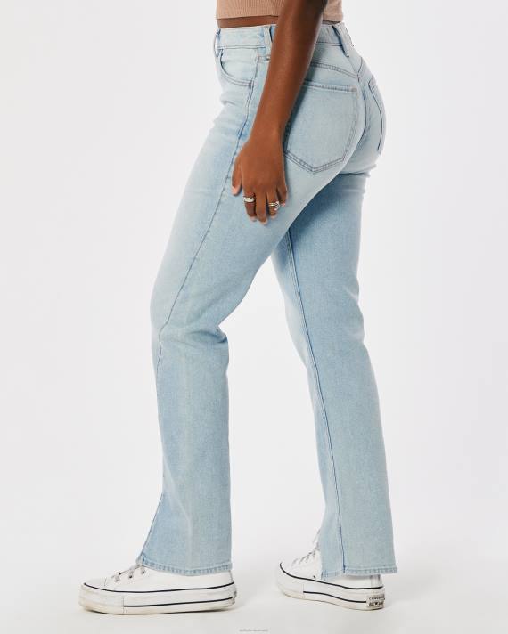 Hollister Kvinder buede high-rise medium vask lige 90\'er jeans 2H8Z722 bunde let vask