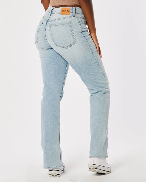 Hollister Kvinder buede high-rise medium vask lige 90\'er jeans 2H8Z722 bunde let vask