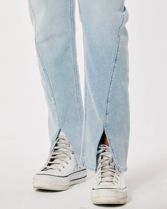 Hollister Kvinder buede high-rise medium vask lige 90\'er jeans 2H8Z722 bunde let vask