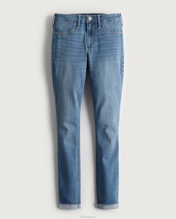 Hollister Kvinder buede mellemhøje jeanleggings med mellemvask 2H8Z712 bunde medium