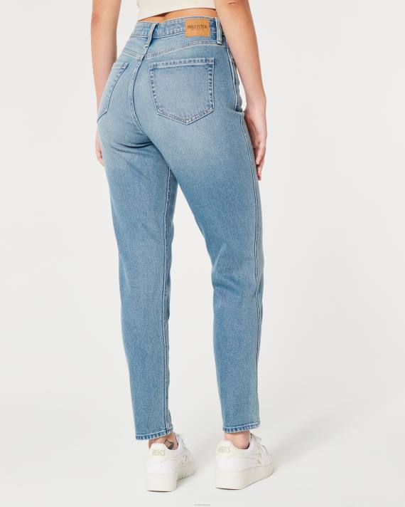 Hollister Kvinder buede, ultrahøje mellemvaskede mom-jeans 2H8Z484 bunde medium vask