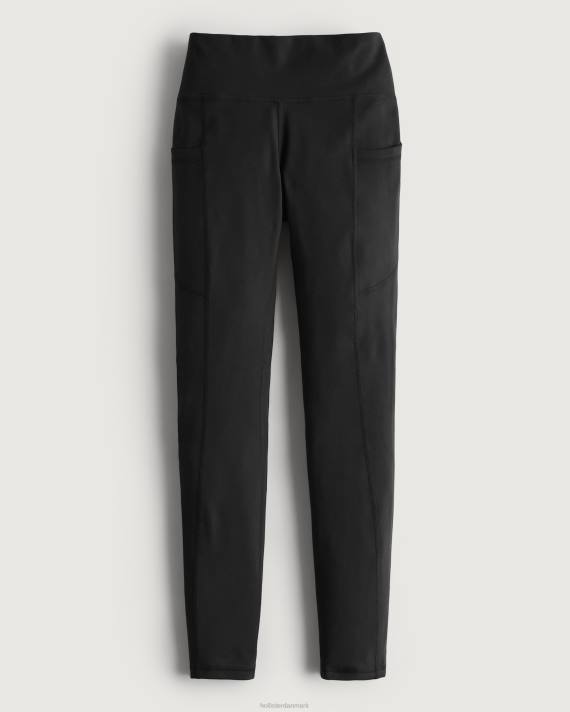 Hollister Kvinder gilly hicks aktiv genopladning høj-talje lomme 7/8 leggings 2H8Z725 bunde sort