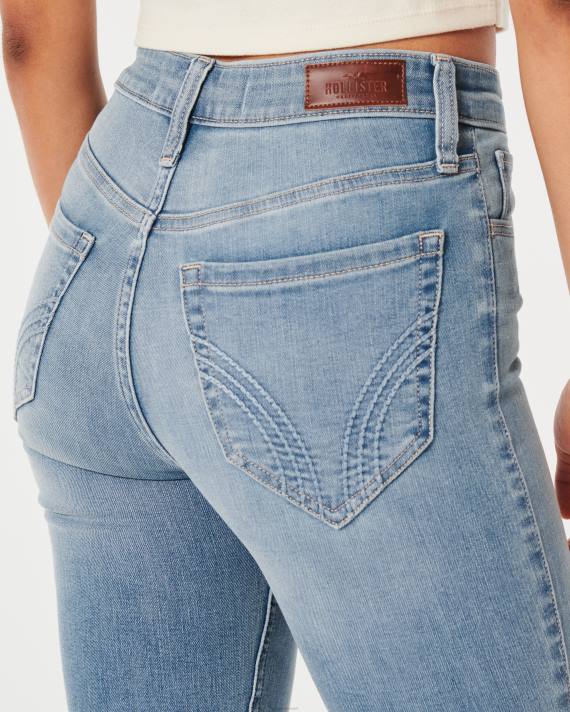 Hollister Kvinder høj talje jeans med mellemvask 2H8Z508 bunde let medium vask
