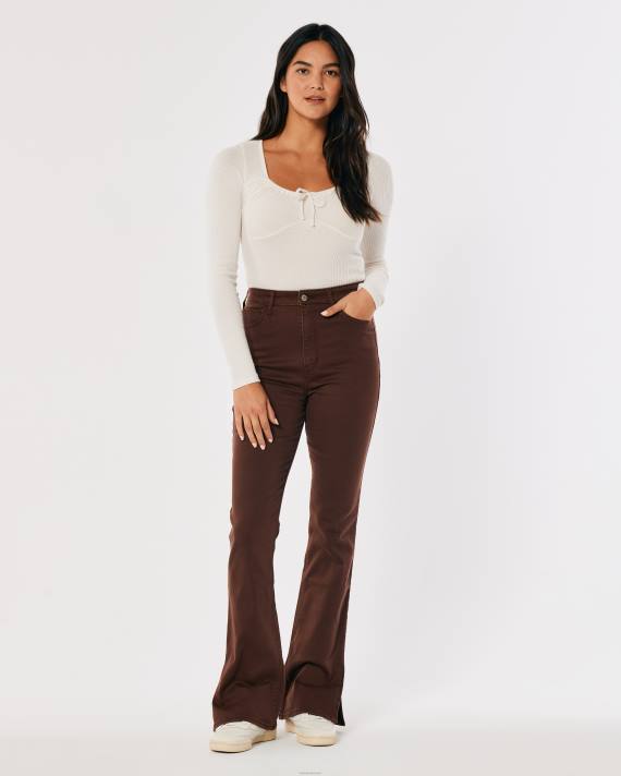 Hollister Kvinder højeste stigning brune støvlejeans 2H8Z703 bunde mørkebrun