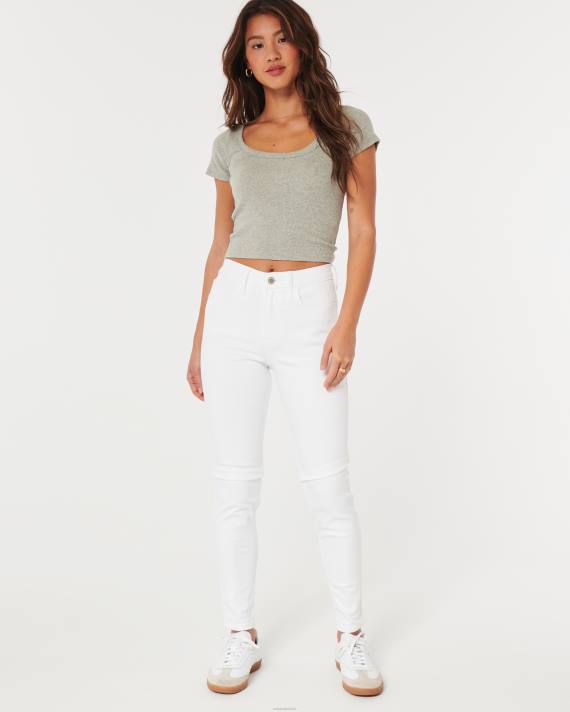 Hollister Kvinder højtaljede hvide super skinny jeans 2H8Z606 bunde hvid