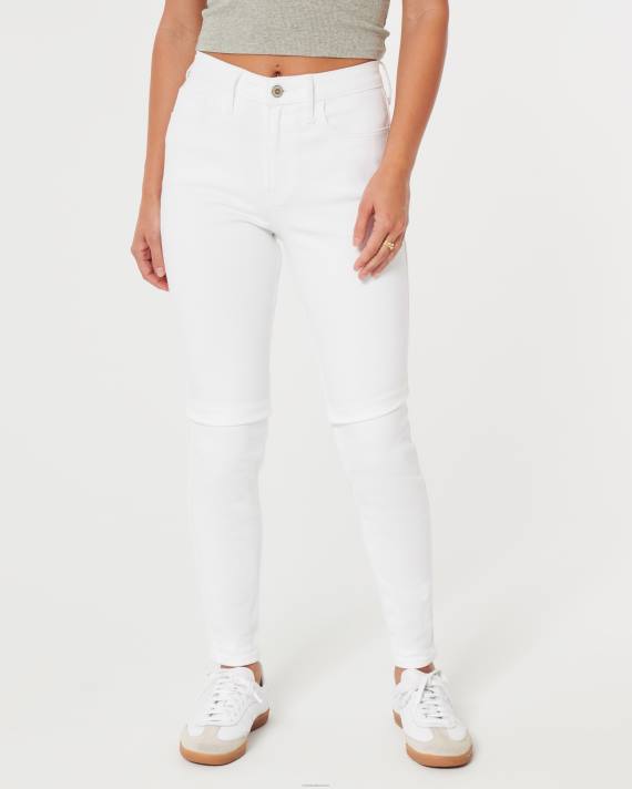 Hollister Kvinder højtaljede hvide super skinny jeans 2H8Z606 bunde hvid