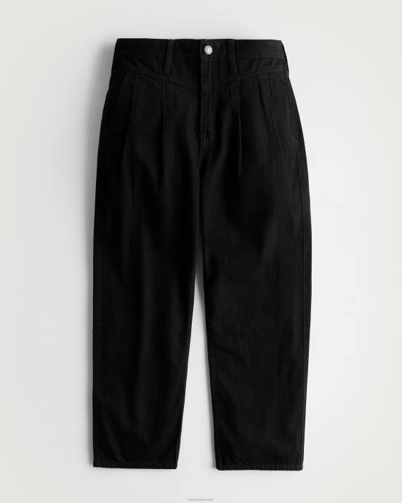 Hollister Kvinder højtaljede sorte barrel jeans 2H8Z706 bunde sort