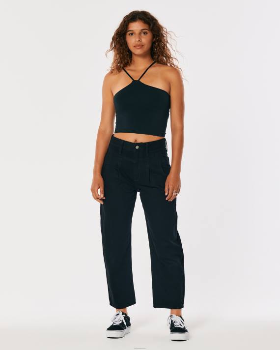 Hollister Kvinder højtaljede sorte barrel jeans 2H8Z706 bunde sort