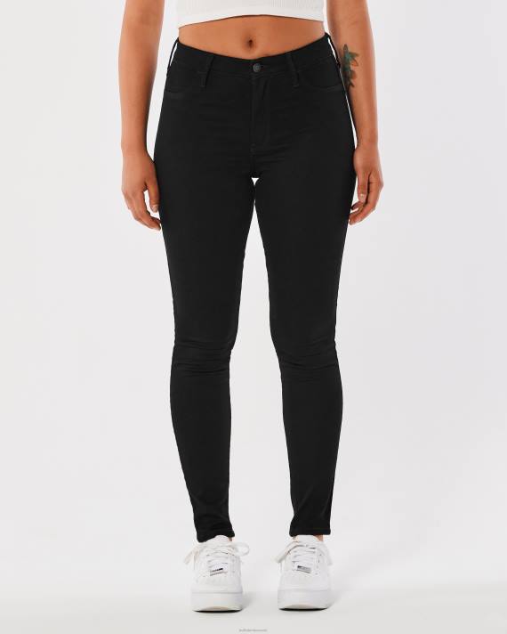 Hollister Kvinder højtaljede sorte jeanleggings 2H8Z553 bunde sort