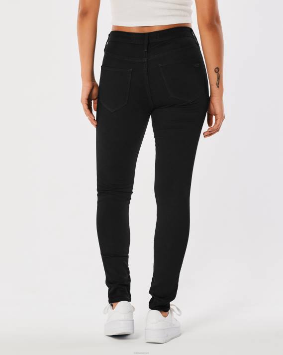 Hollister Kvinder højtaljede sorte jeanleggings 2H8Z553 bunde sort