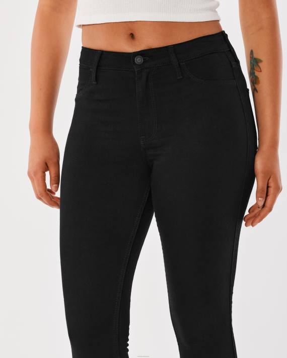 Hollister Kvinder højtaljede sorte jeanleggings 2H8Z553 bunde sort