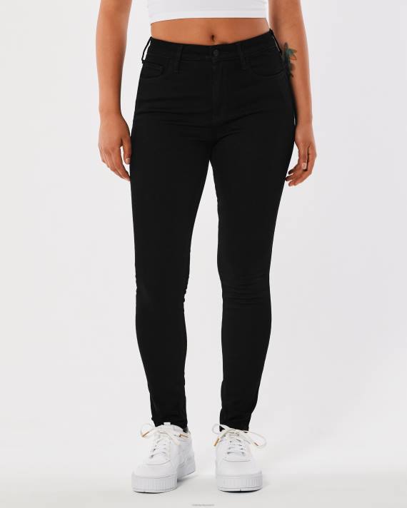 Hollister Kvinder højtaljede sorte super skinny jeans 2H8Z530 bunde sort