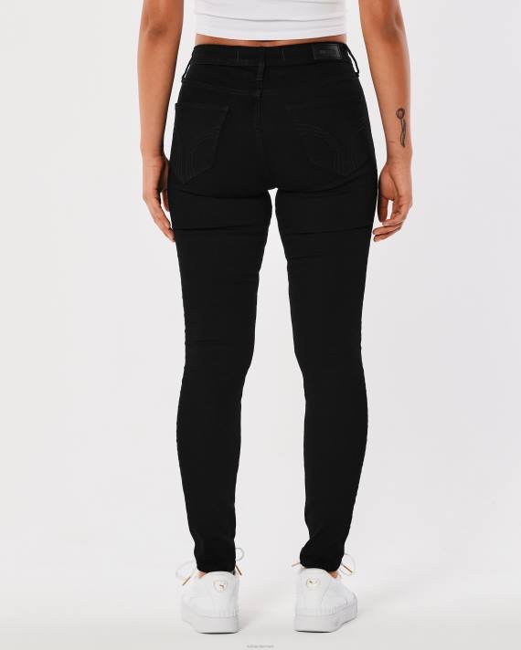 Hollister Kvinder højtaljede sorte super skinny jeans 2H8Z530 bunde sort