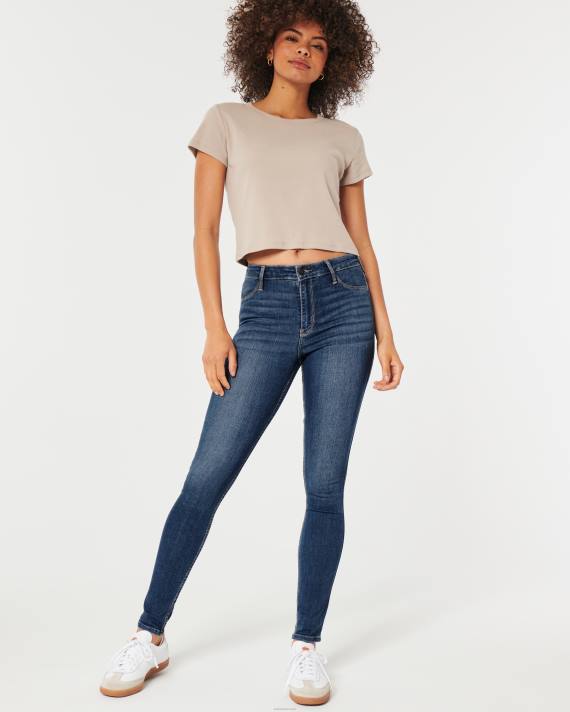 Hollister Kvinder high-rise jeanleggings med mellemvask 2H8Z537 bunde medium falmet